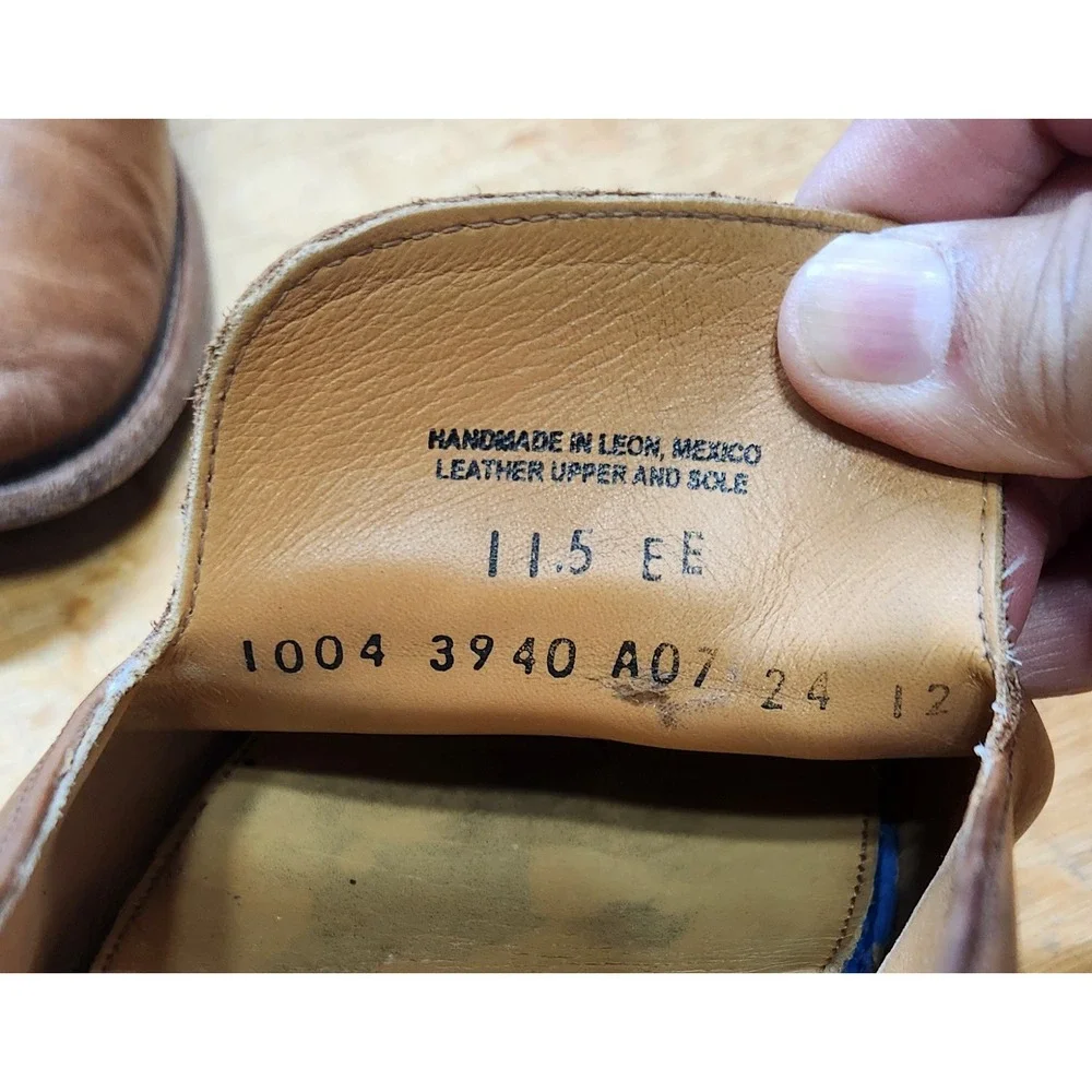 Tecovas The Monterey Mens 11.5 EE Bourbon Calfskin Leather Venetian Loafers 1004
